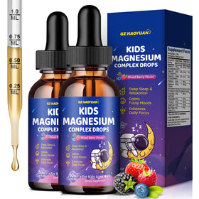 Flacon de 120 ml de GZ HAOYUAN Complément Alimentaire Magnésium 4 en 1 pour Enfants