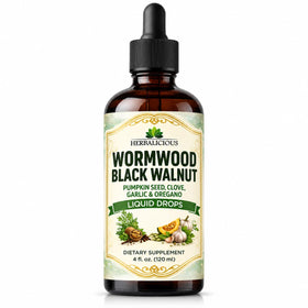 Flacon de 120 ml de nettoyage parasitaire HERBALICIOUS avec étiquette