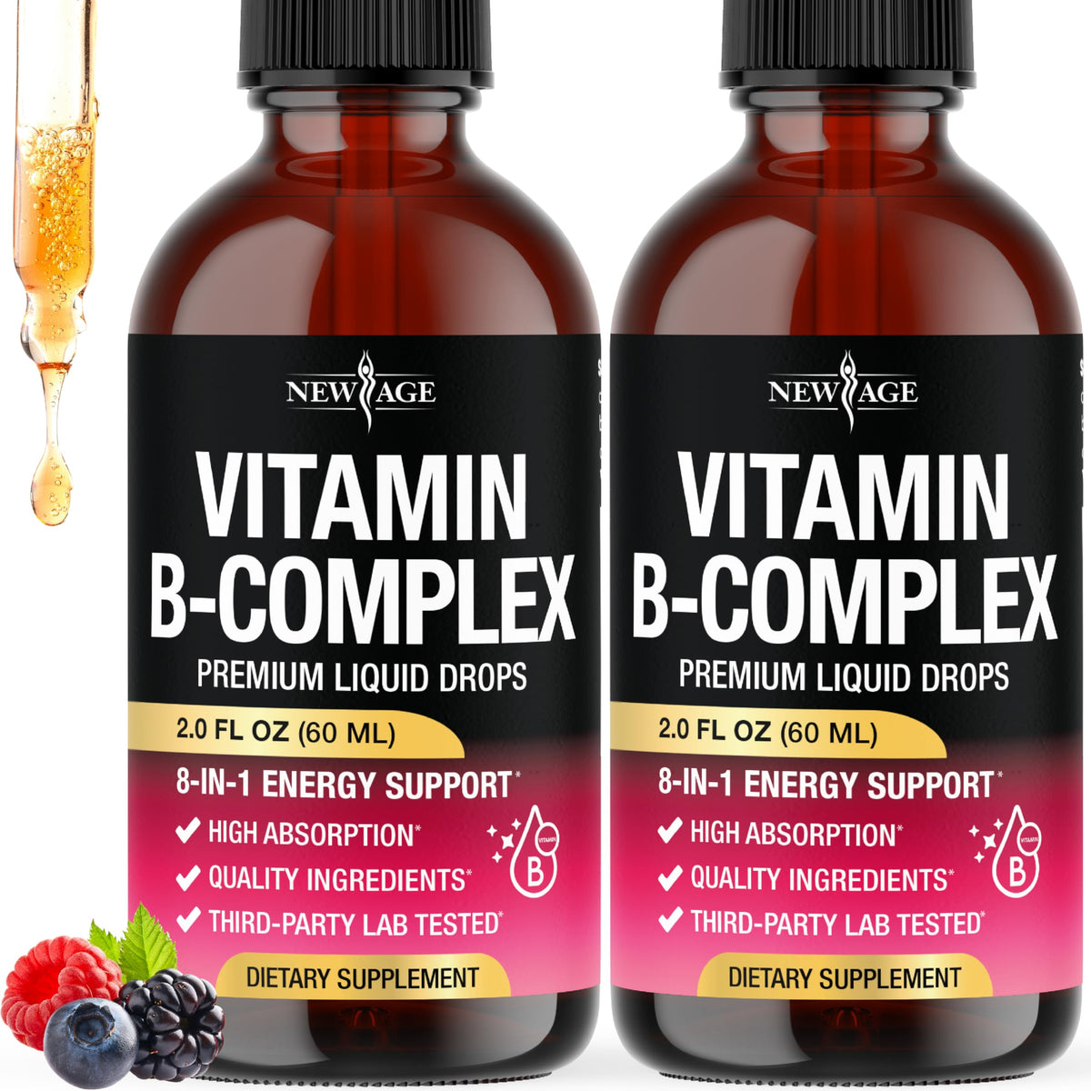 Flacon de 120 ml du complexe de vitamines B NEW AGE