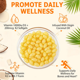 Flacon de 120 softgels de vitamine D3 K2 newseel