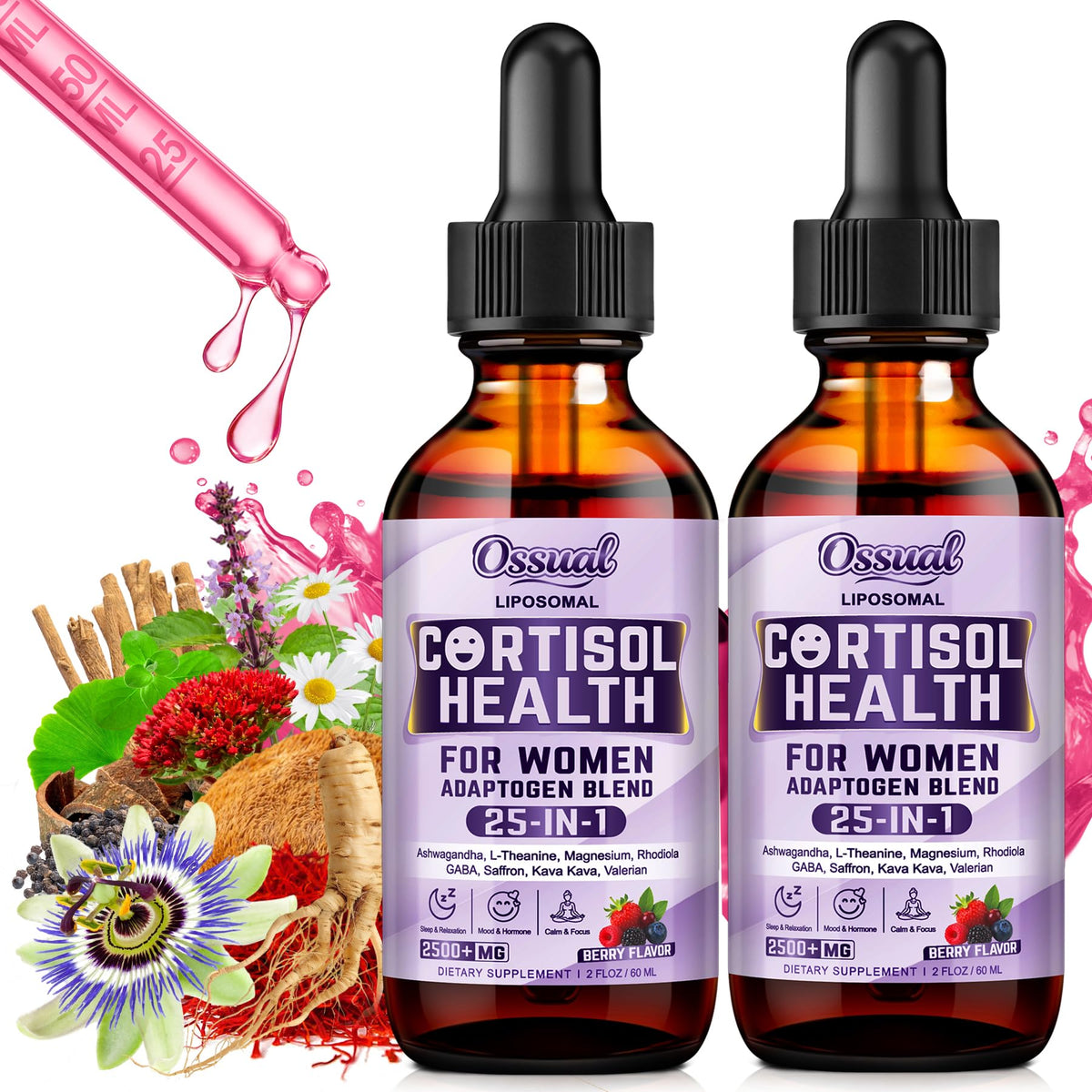 Flacon de 120ml de gouttes liposomales de cortisol Ossual