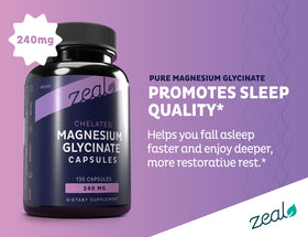 Flacon de 135 capsules de Glycinate de Magnésium 240mg de Zeal Naturals
