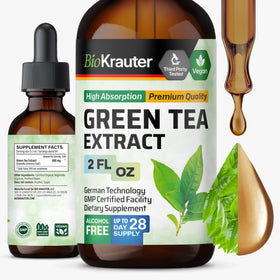 Flacon de 141g d'extrait de thé vert BIO KRAUTER avec étiquette visible