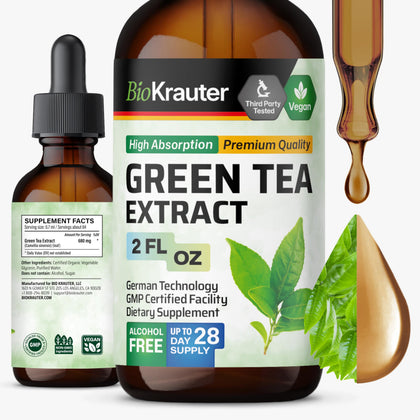 Flacon de 141g d'extrait de thé vert BIO KRAUTER avec étiquette visible