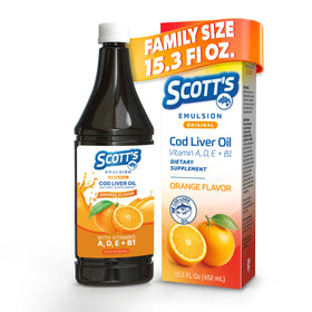 Flacon de 15,3 fl oz d'huile de foie de morue SCOTT'S EMULSION orange