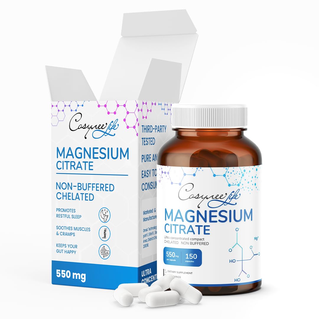 Flacon de 150 capsules de citrate de magnésium cosynee 550mg
