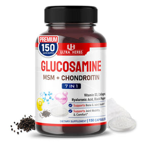 Flacon de 150 capsules de Glucosamine Chondroitin MSM ULTRA HERBS