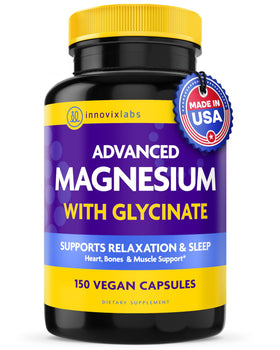 Flacon de 150 capsules de magnésium glycinate et malate InnovixLabs