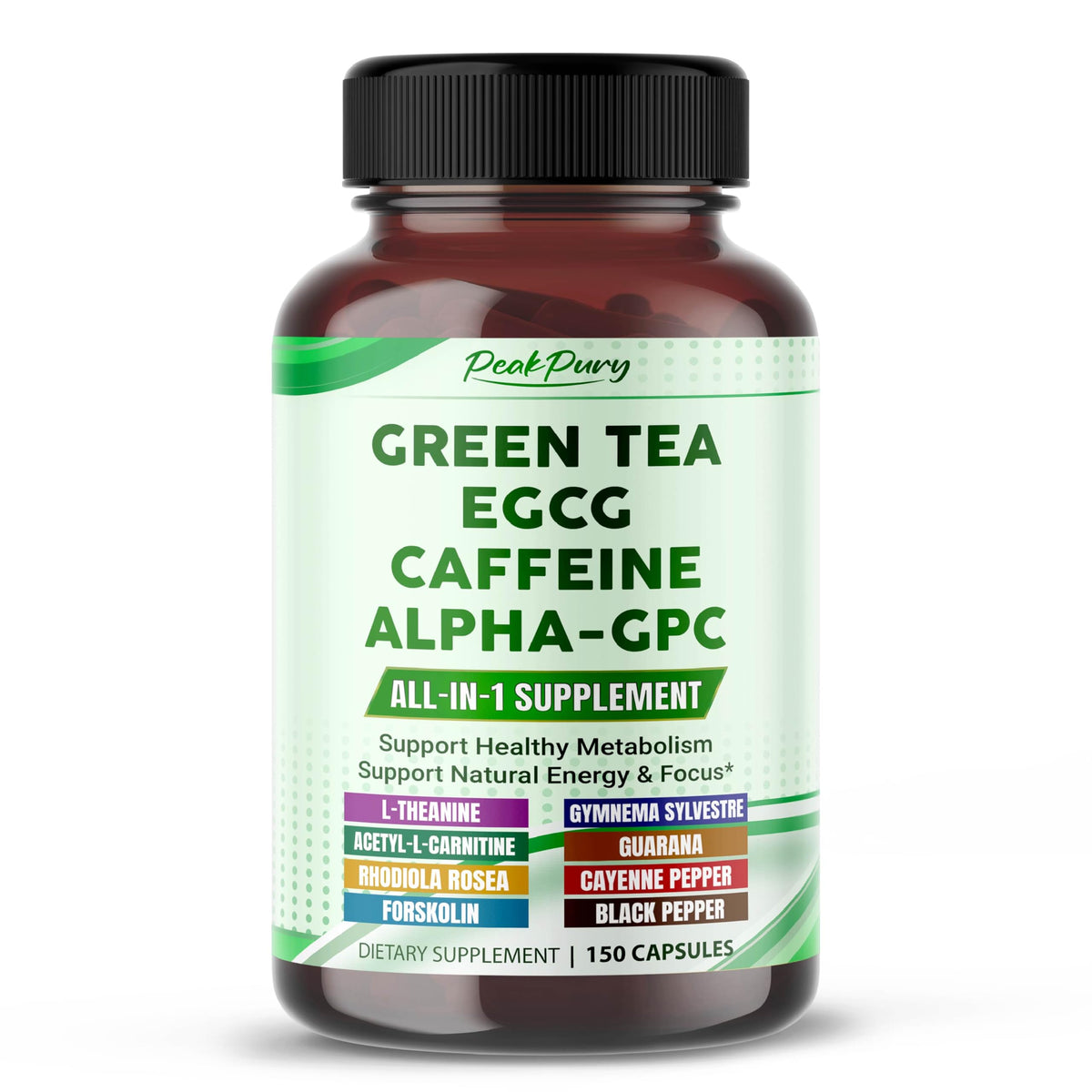 Flacon de 150 capsules de Thé Vert Ultra PEAKPURY