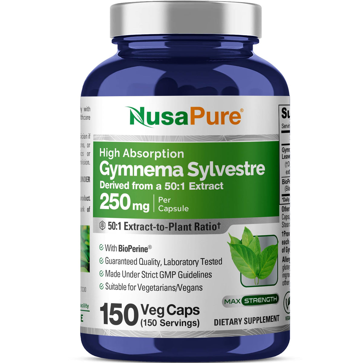 Flacon de 150 capsules végétales de Gymnema Sylvestre NusaPure