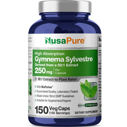 Flacon de 150 capsules végétales de Gymnema Sylvestre NusaPure