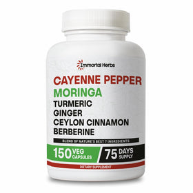 Flacon de 150 gélules de Moringa et Piment de Cayenne Immortal Herbs