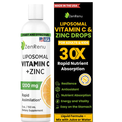 Flacon de 150 ml de Vitamine C et Zinc Zenrenu vue de face
