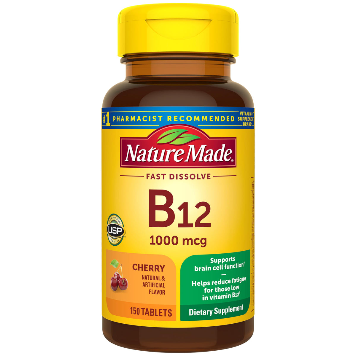 Flacon de 150 tablettes sublinguales B12 1000 mcg Nature Made