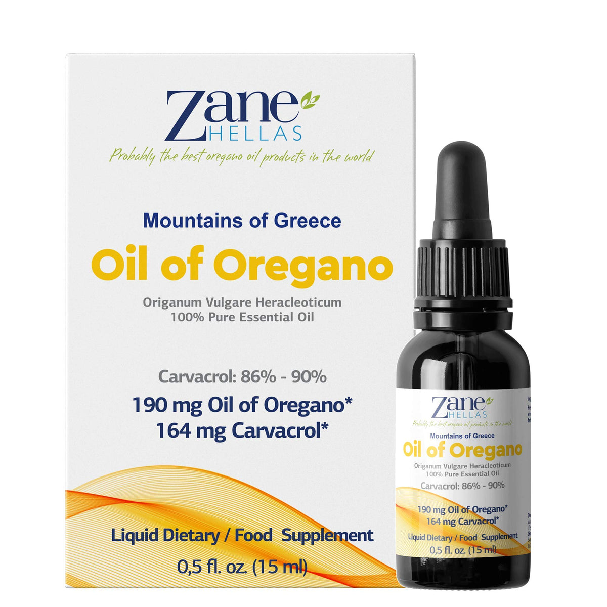 Flacon de 15ml d'huile d'origan Zane HELLAS vue de face