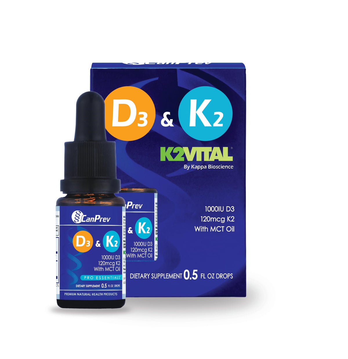 Flacon de 15ml de Gouttes Liquides CanPrev avec Vitamine D3 et K2