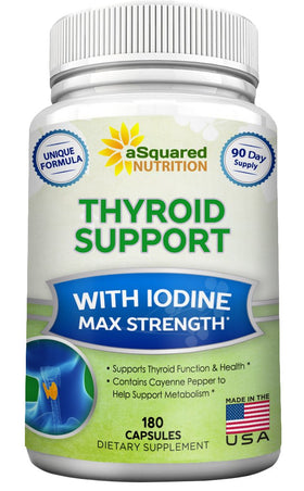 Flacon de 180 capsules aSquared Nutrition soutien thyroïdien vue de face