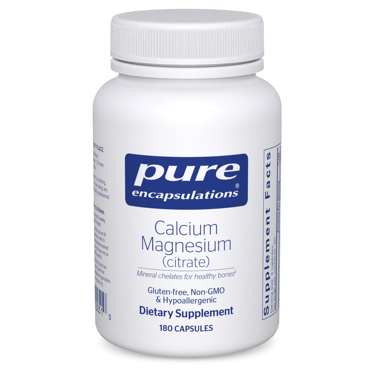 Flacon de 180 capsules de Calcium Magnésium Citrate de Pure Encapsulations