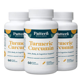 Flacon de 180 capsules de complément alimentaire Curcuma Pattern Wellness