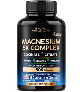 Flacon de 180 capsules de complexe de magnésium NUTRAHARMONY
