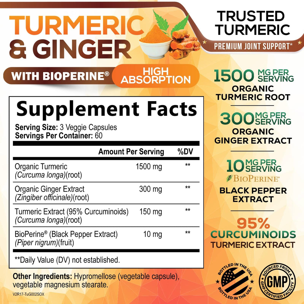 Flacon de 180 capsules de Curcuma et Gingembre Nature's Nutrition