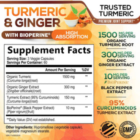 Flacon de 180 capsules de Curcuma et Gingembre Nature's Nutrition