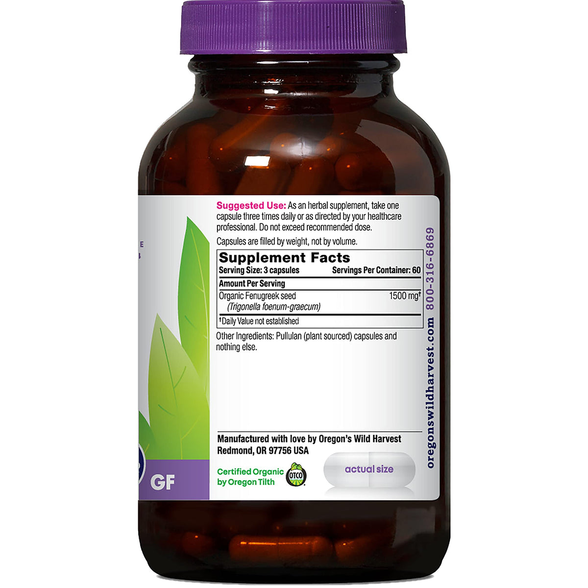 Flacon de 180 capsules de fenugrec bio Oregon's Wild Harvest