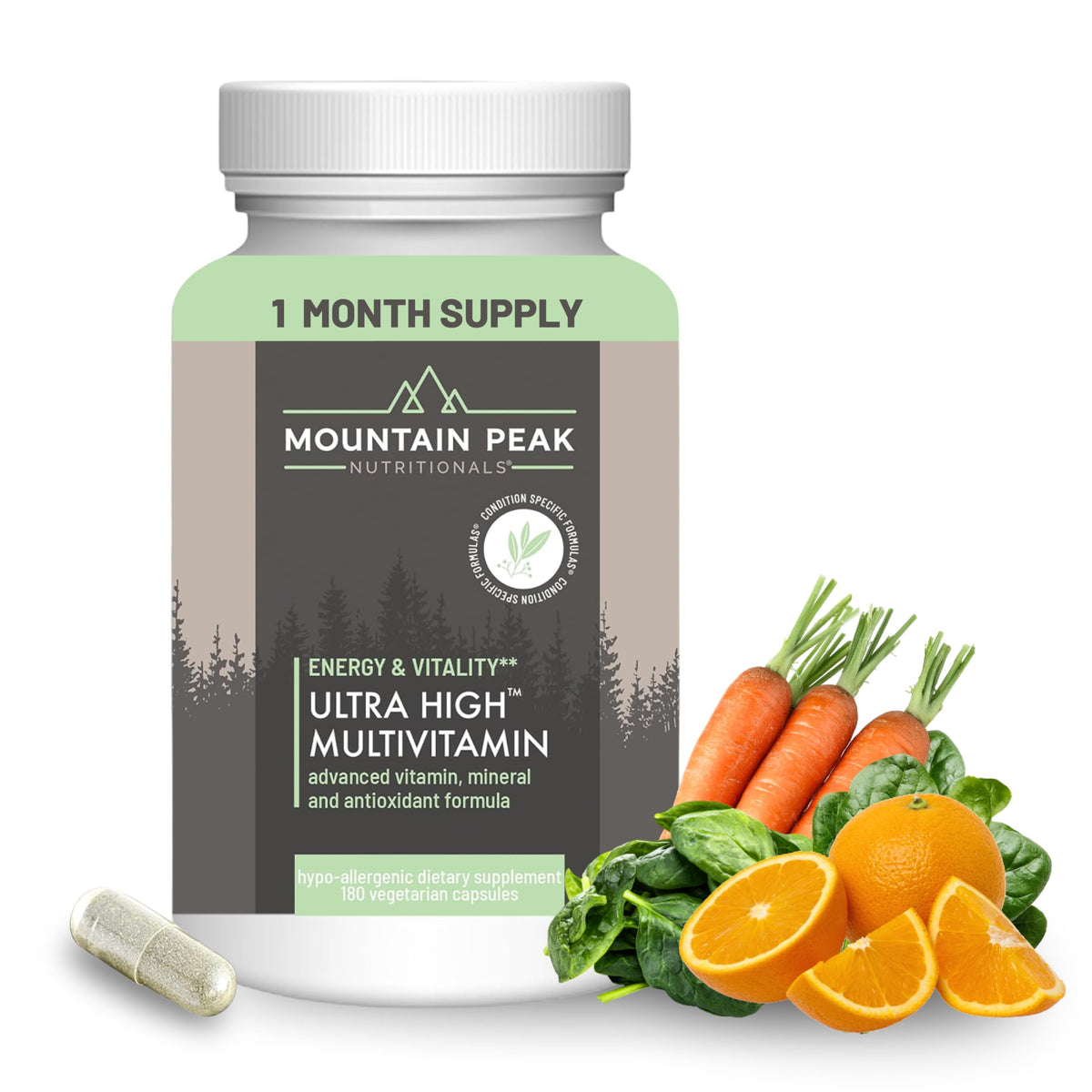 Flacon de 180 capsules de multivitamine Ultra Haute Mountain Peak Nutritionals