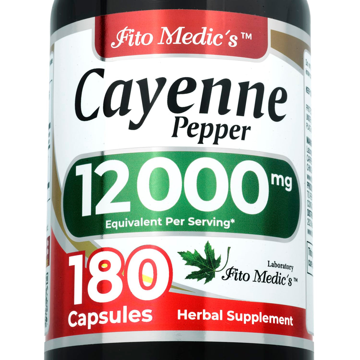 Flacon de 180 capsules de poivre de cayenne FITO MEDIC'S vue de face