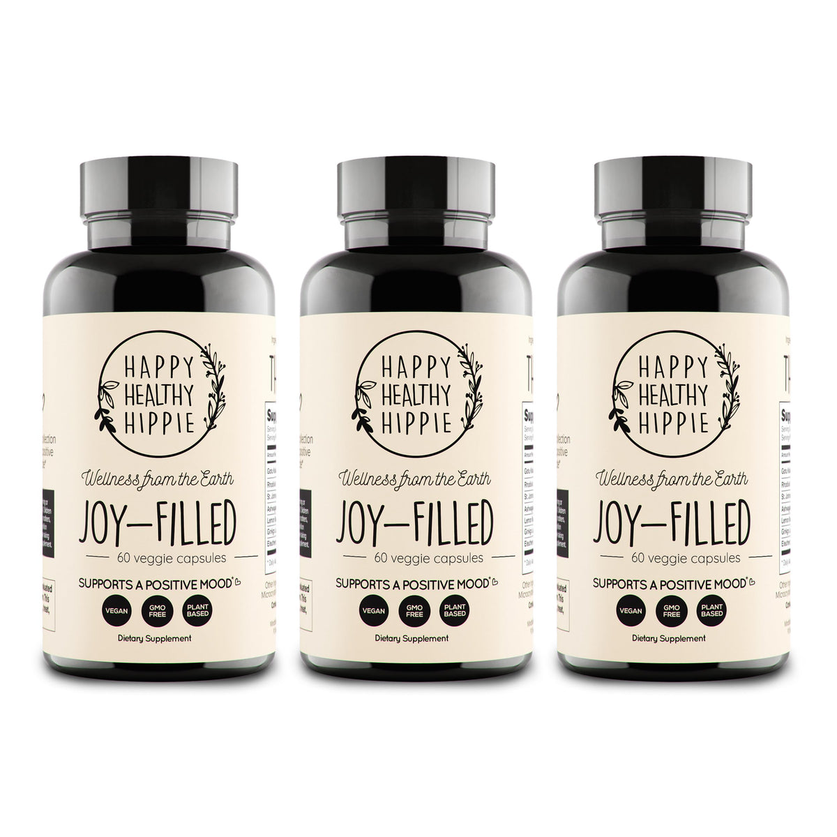 Flacon de 180 capsules Happy Healthy Hippie avec 7 herbes naturelles