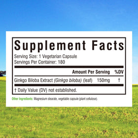 Flacon de 180 capsules végétaliennes de Ginkgo Biloba
