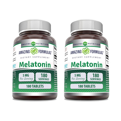 Flacon de 180 comprimés de Melatonine 5 Mg Amazing Nutrition