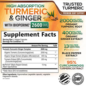 Flacon de 180 gélules de Curcuma Curcumine avec Gingembre