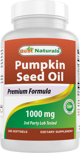 Flacon de 180 gélules molles d'huile de graines de citrouille Best Naturals