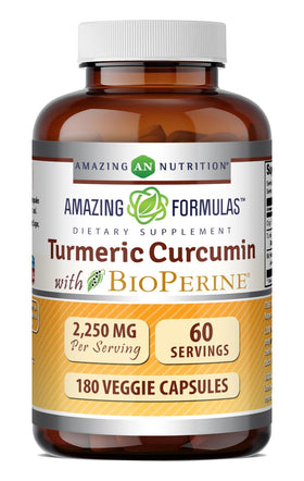 Flacon de 180 gélules végétales de Curcuma Curcumin Amazing Nutrition