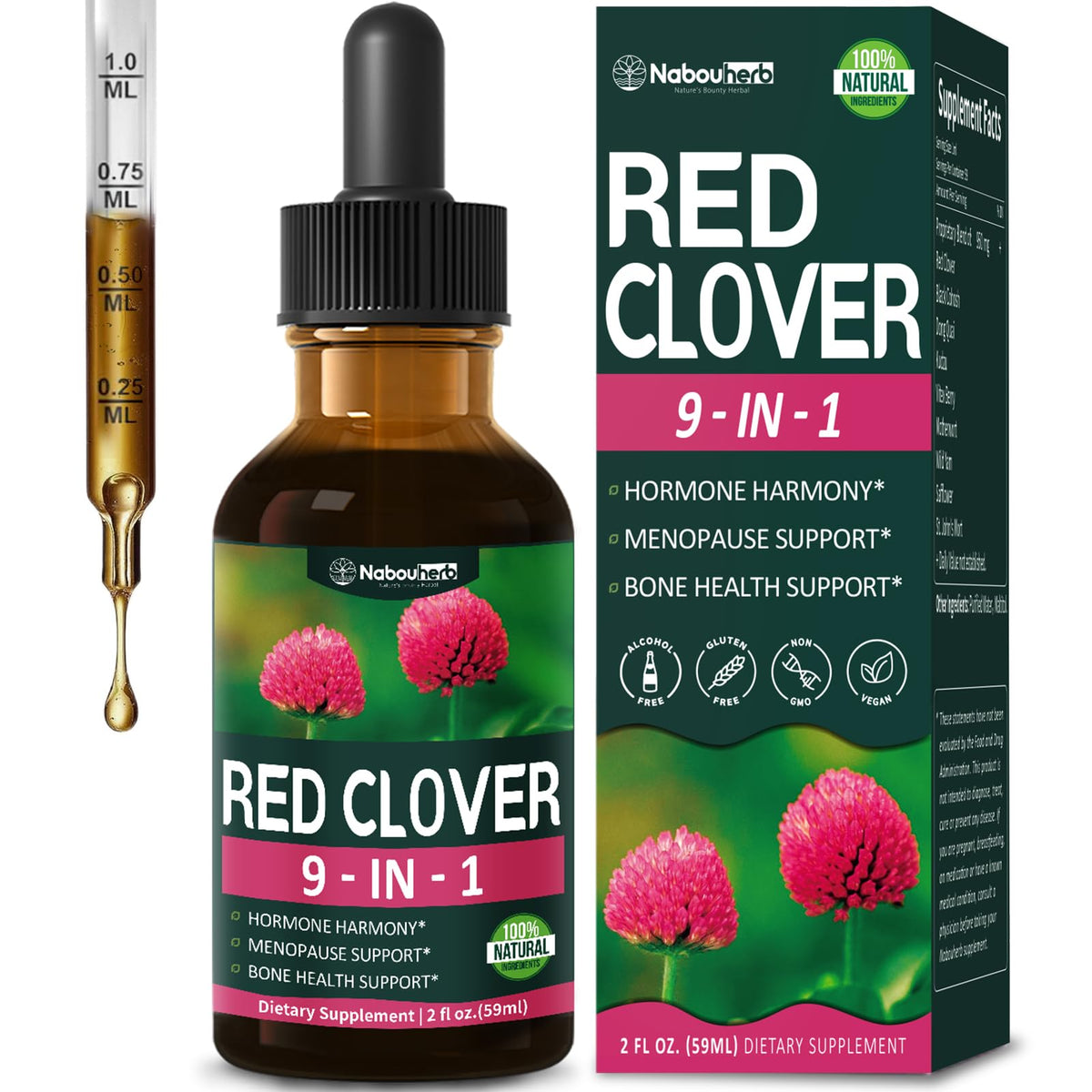 Flacon de 18g d'extrait de trèfle rouge Nabouherb vue de face