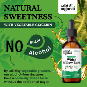 Flacon de 2 fl oz d'extrait de saule blanc Wild & Organic sur une surface claire