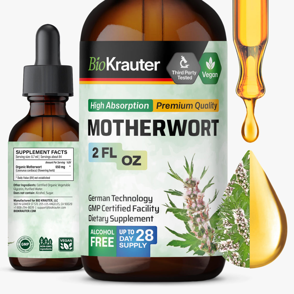 Flacon de 2 fl oz de BIO KRAUTER Mère-Écorce avec étiquette visible