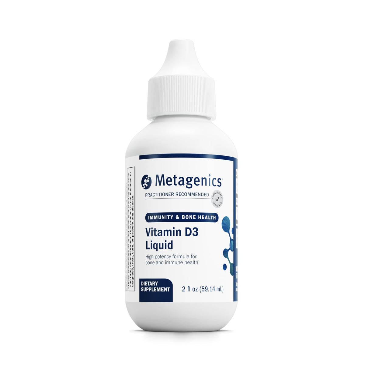 Flacon de 2 oz de Vitamine D3 liquide Metagenics vue de face