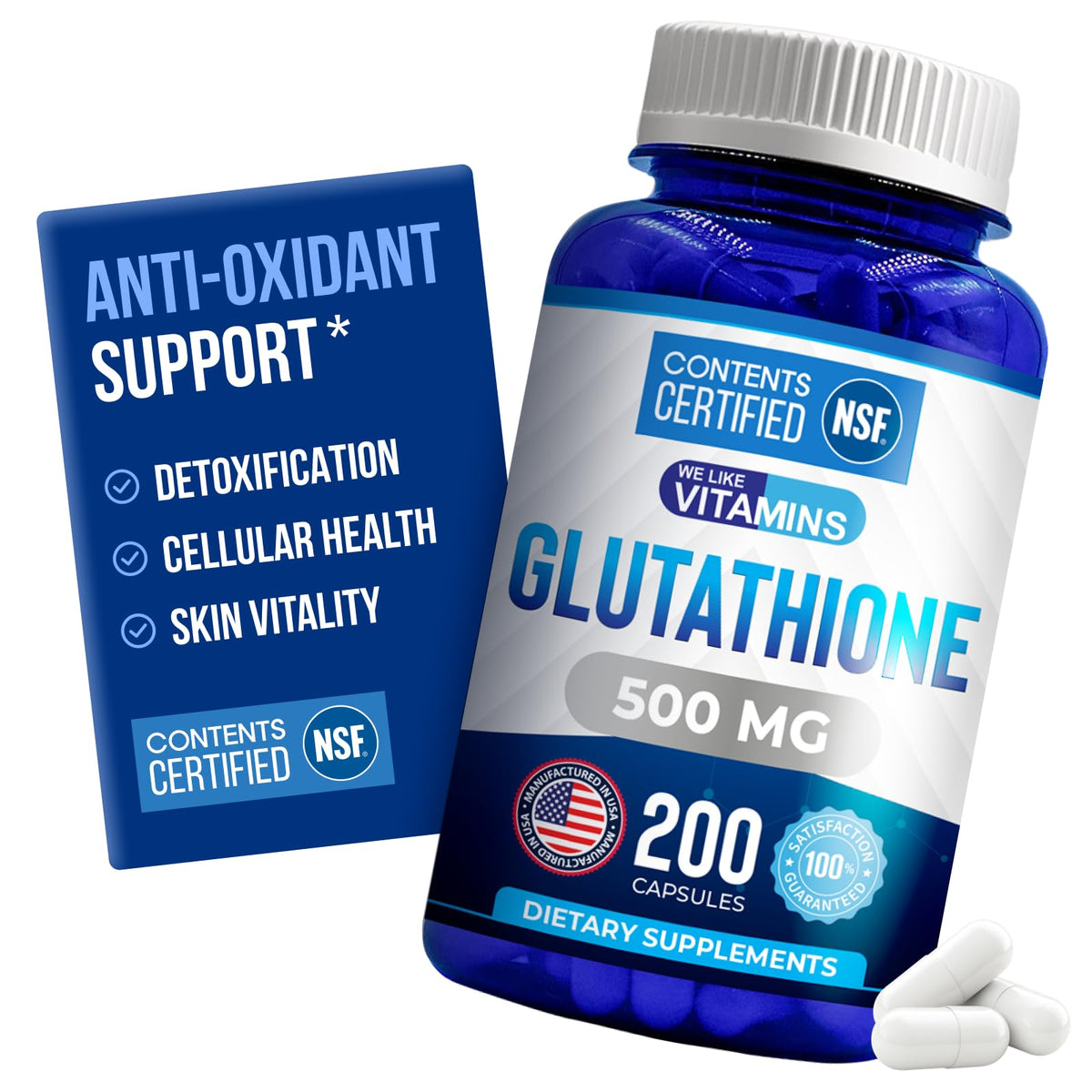 Flacon de 200 capsules de Glutathione 500mg We Like Vitamins