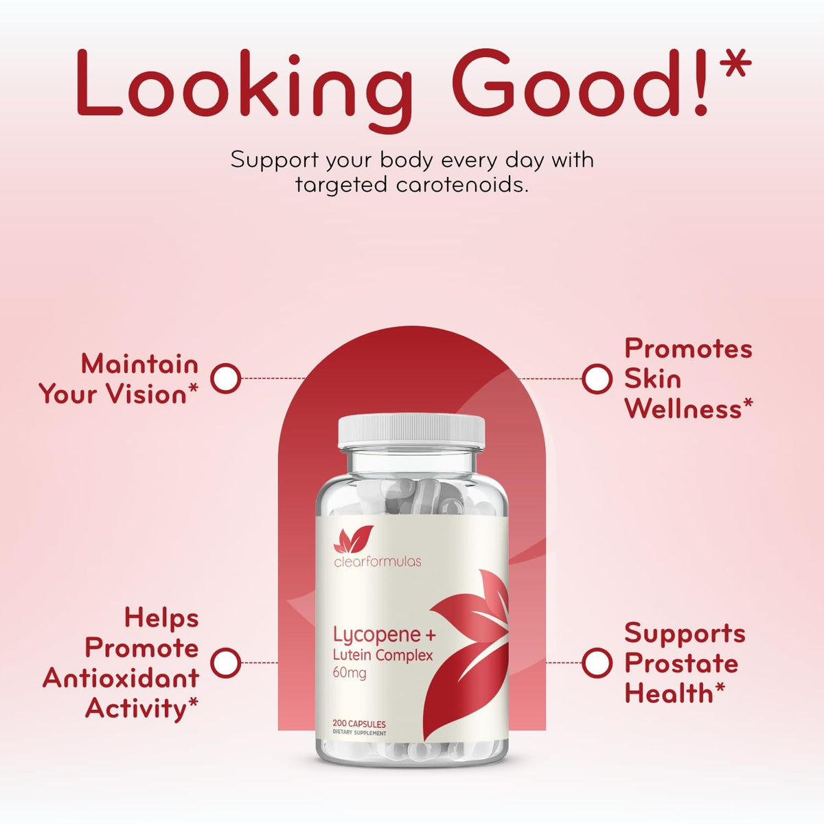 Flacon de 200 capsules Luthéine et Lycopène Clear Formulas