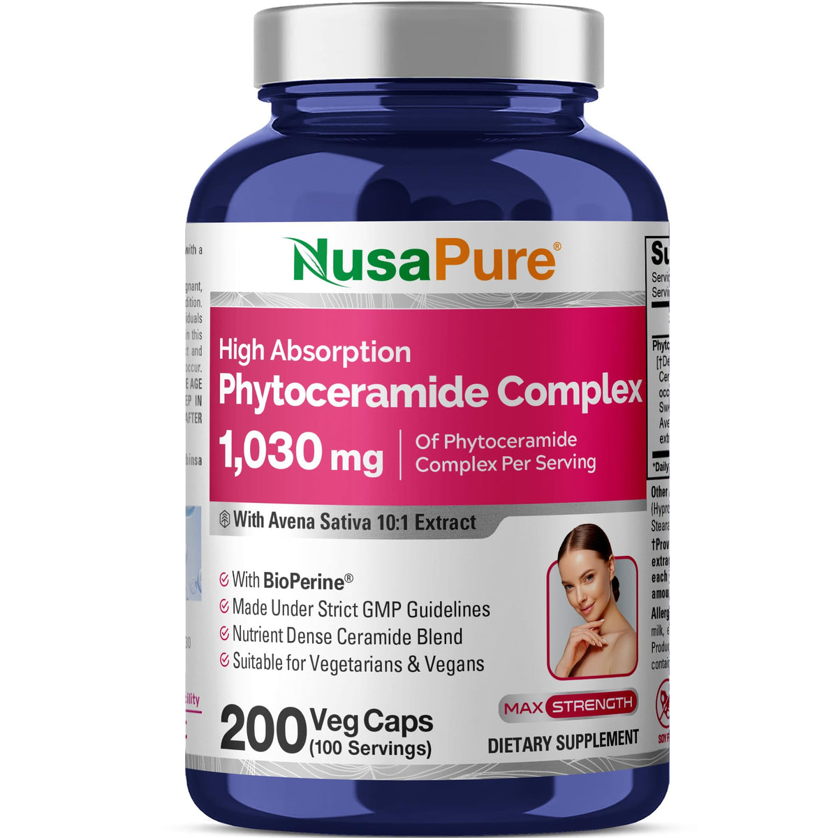 Flacon de 200 capsules NusaPure Complexe Phytocéramides