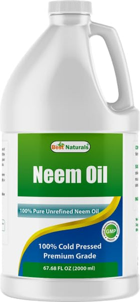 Flacon de 2000 ml d'huile de neem pure Best Naturals vue de face