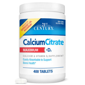 Flacon de 21st Century Calcium Citrate Plus D3 630 mg avec 400 comprimés