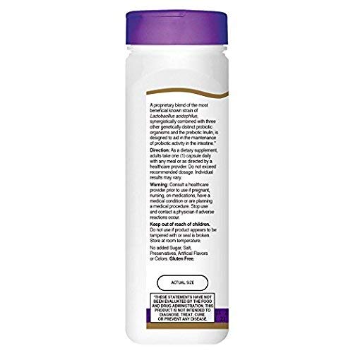 Flacon de 21st Century Probiotiques Acidophilus 150 capsules, vue arrière