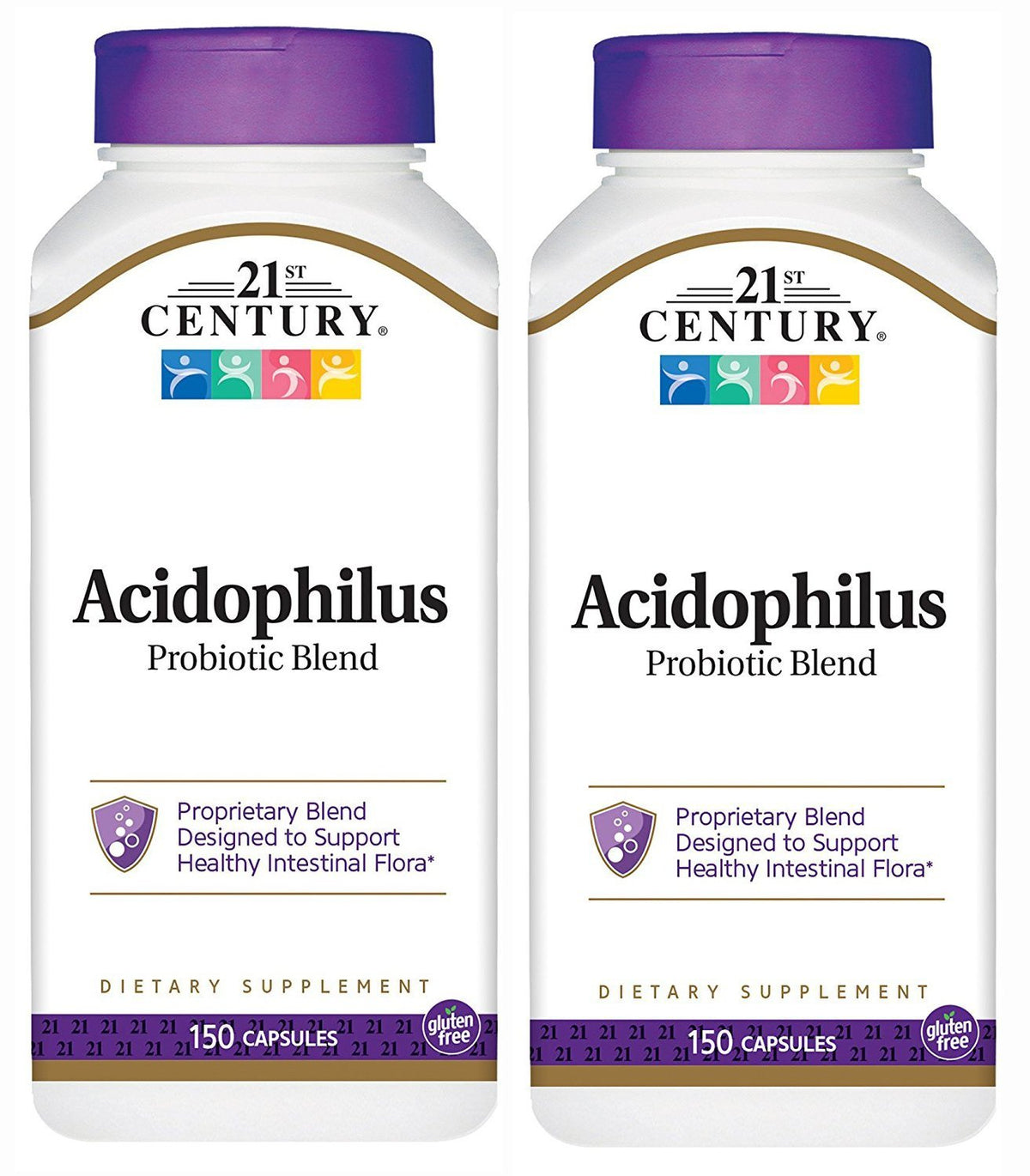 Flacon de 21st Century Probiotiques Acidophilus 150 capsules, vue de face