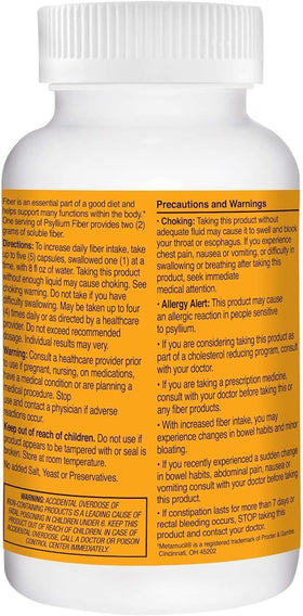 Flacon de 21st Century Psyllium Fiber 160 capsules vue de côté