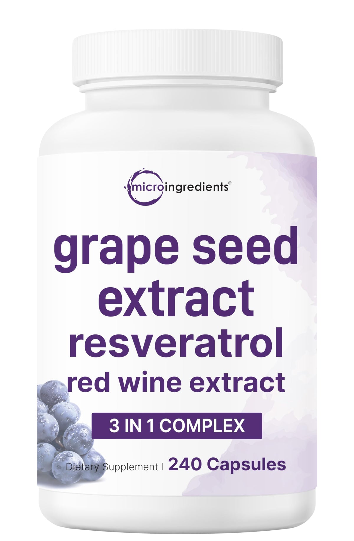 Flacon de 240 capsules d'extrait de pépin de raisin Micro Ingredients