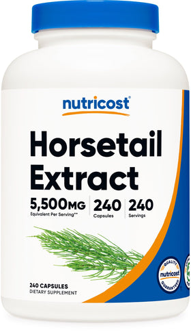 Flacon de 240 capsules d'extrait de prêle Nutricost vue de face