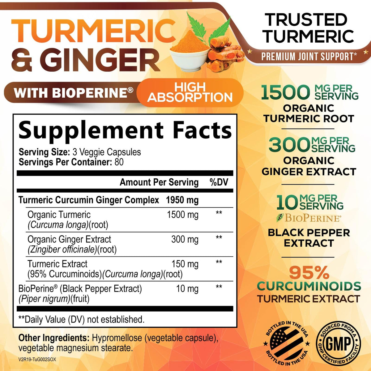 Flacon de 240 capsules de curcuma et gingembre Nature's Nutrition
